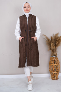 Uygun Fiyatlı BEL LASTIK DETAY YELEK  KAHVERENGI | Loccomoda.com 