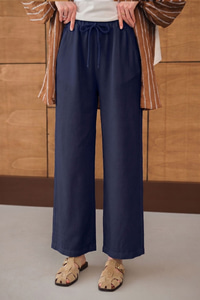 Bel Lastikli Bol Pantolon Koyu Mavi