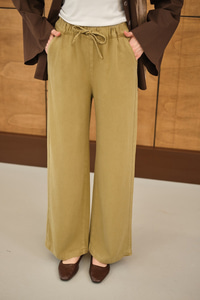 Bel Lastikli Bol Pantolon Yağ Yeşil