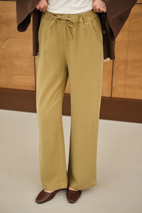 Bel Lastikli Bol Pantolon Yağ Yeşil