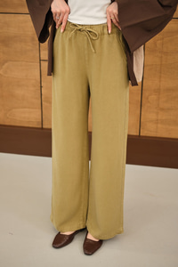 Bel Lastikli Bol Pantolon Yağ Yeşil