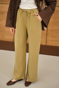 Bel Lastikli Bol Pantolon Yağ Yeşil