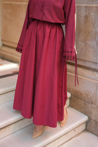 Bel Lastikli Etek Bordo