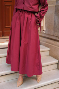Bel Lastikli Etek Bordo