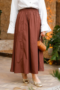 Bel Lastikli Etek  Kahverengi