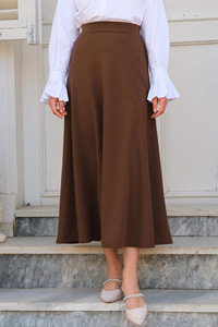 Bel Lastikli Etek  Kahverengi