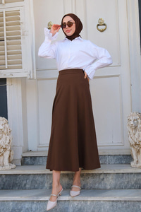 Bel Lastikli Etek  Kahverengi