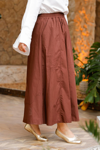Bel Lastikli Etek  Kahverengi