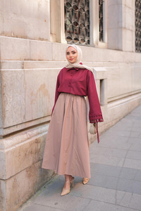 Bel Lastikli Etek Vizon