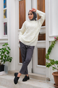 Bel Lastikli Pantolon Gri