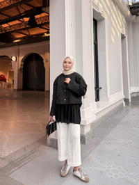 Bel Lastikli Pileli Regular Tül Etek İçlik Siyah