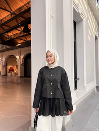 Bel Lastikli Pileli Regular Tül Etek İçlik Siyah