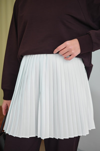 Bel Lastikli Pileli Regular Tül Etek İçlik Beyaz