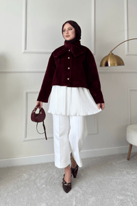 Bel Lastikli Pileli Regular Tül Etek İçlik Beyaz