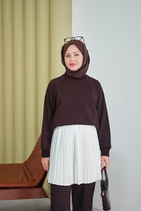 Bel Lastikli Pileli Regular Tül Etek İçlik Beyaz