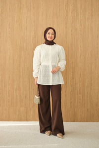 Belden Bağcık Detaylı Gömlek Ekru