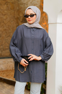 Belden Bağlamalı Gömlek  Antrasit