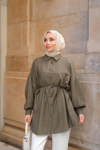 Belden Bağlamalı Gömlek Haki Yeşil