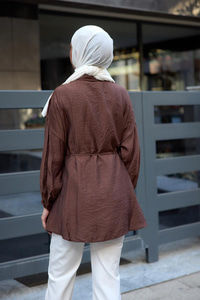 Belden Bağlamalı Gömlek Kahverengi