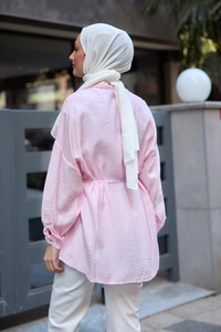 Belden Bağlamalı Gömlek Pembe