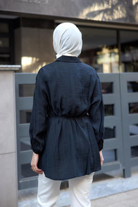 Belden Bağlamalı Gömlek Siyah