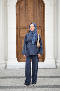 Beli Ayarlanabilir Büzgü Detay Takım Lacivert