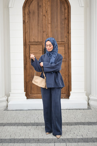 Beli Ayarlanabilir Büzgü Detay Takım Lacivert