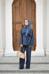 Beli Ayarlanabilir Büzgü Detay Takım Lacivert