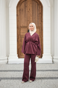 Beli Ayarlanabilir Büzgü Detay Takım Mürdüm