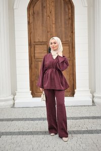 Beli Ayarlanabilir Büzgü Detay Takım Mürdüm