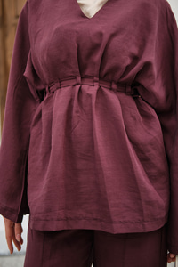 Beli Ayarlanabilir Büzgü Detay Takım Mürdüm