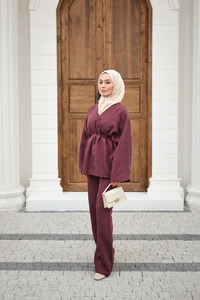 Beli Ayarlanabilir Büzgü Detay Takım Mürdüm