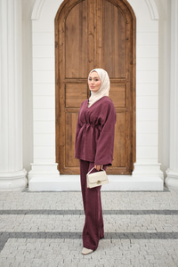 Beli Ayarlanabilir Büzgü Detay Takım Mürdüm