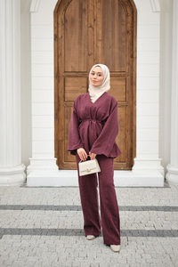 Beli Ayarlanabilir Büzgü Detay Takım Mürdüm