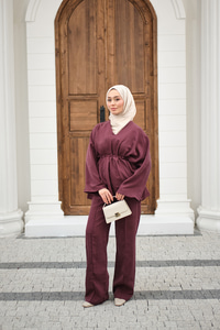 Beli Ayarlanabilir Büzgü Detay Takım Mürdüm