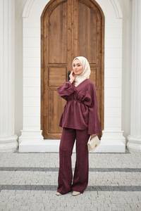 Beli Ayarlanabilir Büzgü Detay Takım Mürdüm