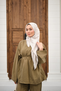 Beli Ayarlanabilir Büzgü Detay Takım Yağ Yeşil