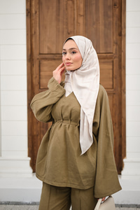 Beli Ayarlanabilir Büzgü Detay Takım Yağ Yeşil