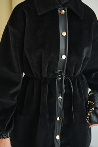 Beli Ayarlanabilir Gömlek Yaka Angora Ceket Siyah