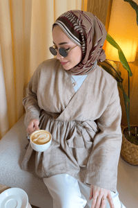 Beli Büzgülü Lidya Tunik Vizon