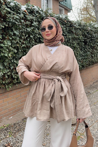 Beli Büzgülü Lidya Tunik Vizon