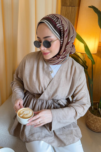 Beli Büzgülü Lidya Tunik Vizon