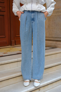 Beli Cırtılı Kot  Pantolon Buz Mavi