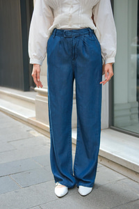 Beli Cırtılı Kot  Pantolon Koyu Mavi