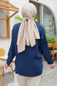 Beli İp Detay Tek Cepli Gömlek Lacivert