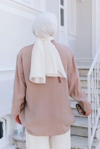 Beli İp Detay Tek Cepli Gömlek Vizon