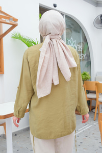 Beli İp Detay Tek Cepli Gömlek Yağ Yeşil