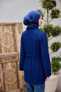 Beli Kemerli Damla Gömlek Lacivert