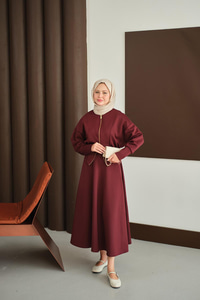 Beli Korse Detay Takım Bordo