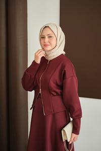 Beli Korse Detay Takım Bordo